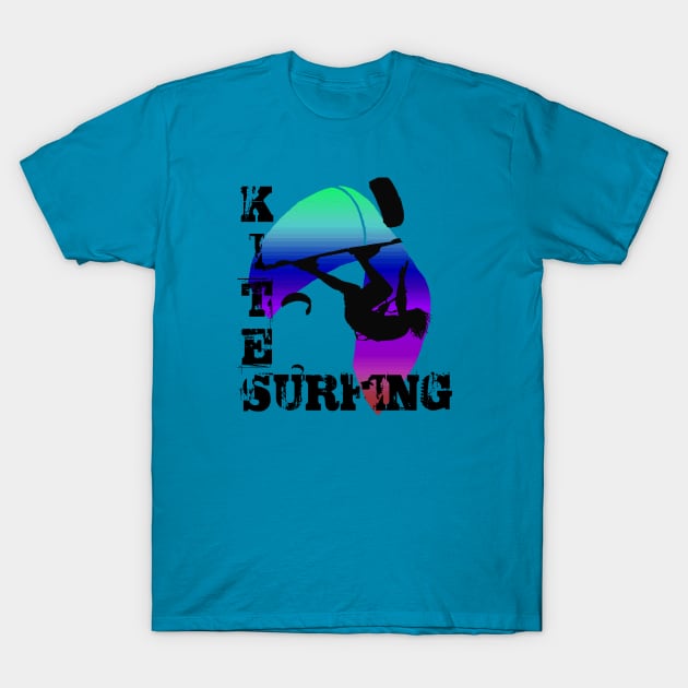 Kite Surfing WIth Freestyle Kitesurfer And Kite T-Shirt by taiche